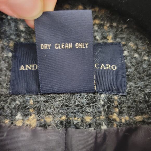 Andrea Viccaro Gray Wool Blend Grid Button Down Blazer Size 6 Petite Career - Picture 7 of 7